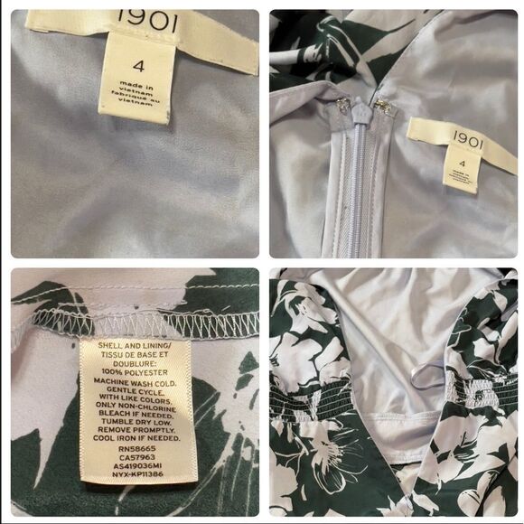 1901 Blue and Green Floral Halter Tie Back Dress Size 4 - Picture 16 of 16